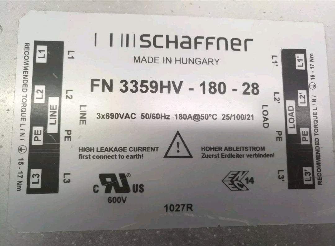 3x690vac 50/60hz 180a FN 3359HV - 180 - 28 SCHAFFNER AC filter