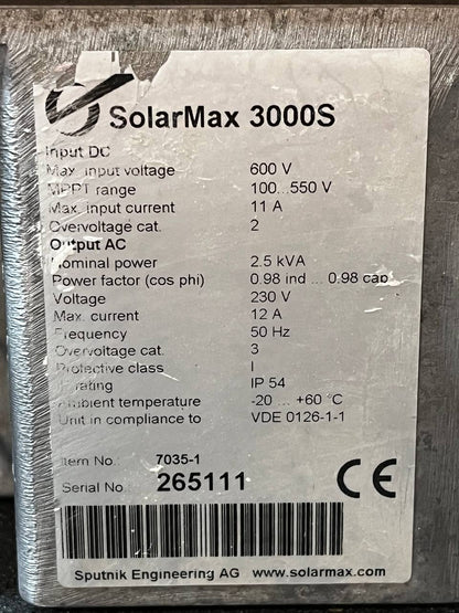 SolarMax 3000S PV-Grid Photovoltaic Inverter 3kW