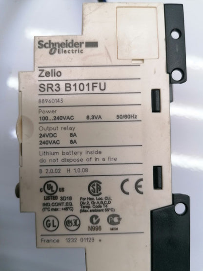 Schneider Electric SR3B101FU – Relè intelligente modulare con 10 I/O, 100–240 V CA, orologio e display