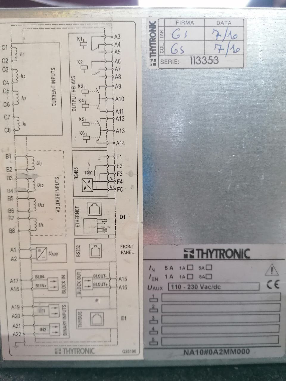 Thytronic PRO-NA60-M00-f and PRO-NU10A-M00-f Digital Protection Relays (Used)