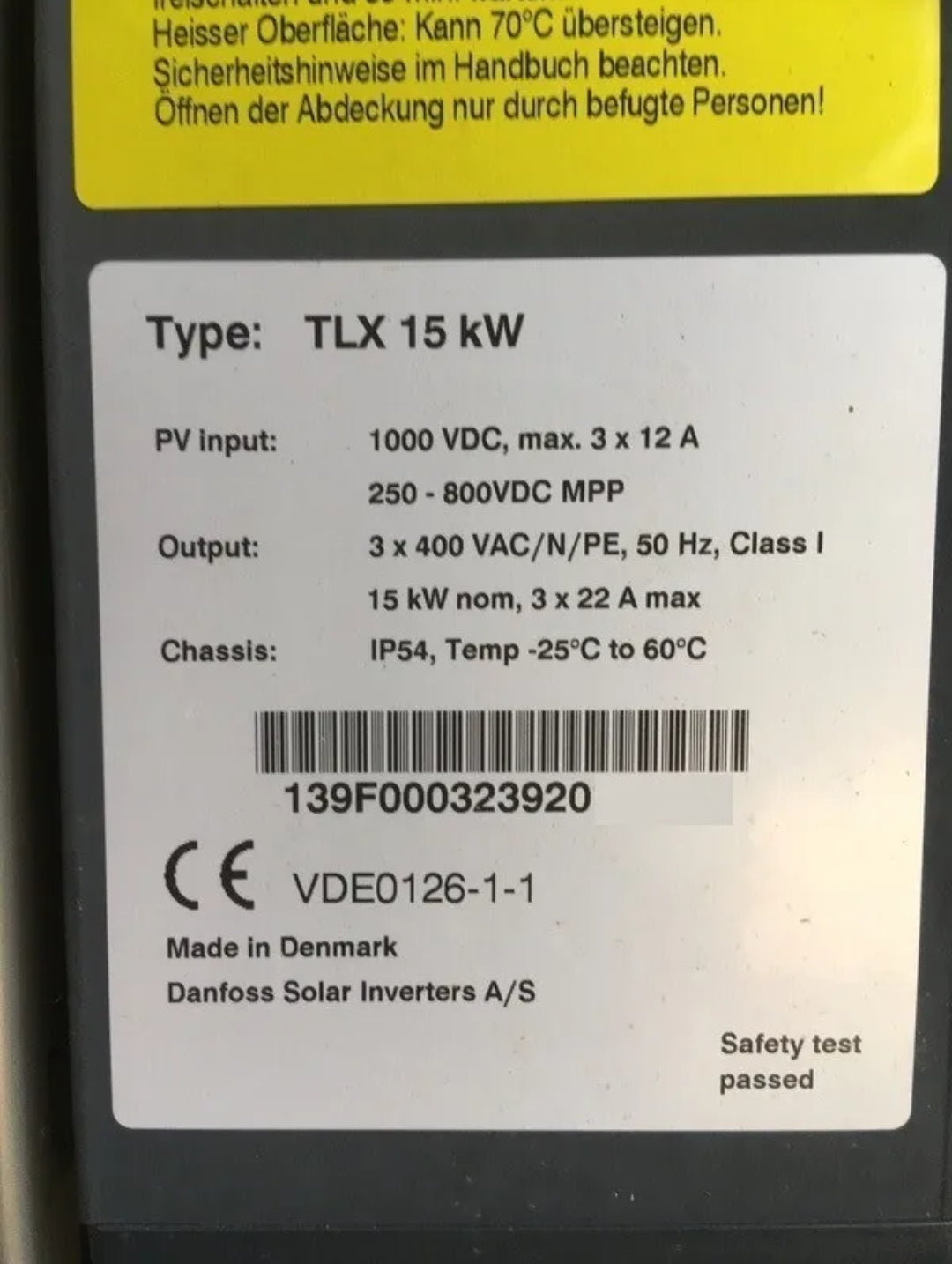 DANFOSS TLX 15KW 15000W 380VAC Three Phase Regenerated 3mppt Photovoltaic Inverter