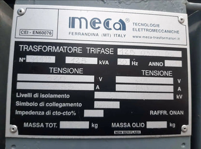 MECA 125KVA 320VAC 225A -400VAC 180A 512kg three-phase 380v ac eye transformer