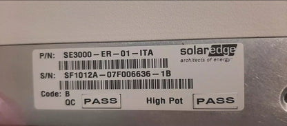 SOLAREDGE SE3000 3.0KW SOLAR EDGE 230VAC PHOTOVOLTAIC INVERTER