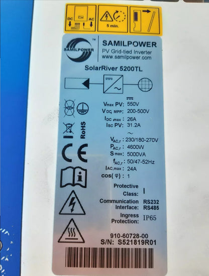 SUNCHINT SOLARRIVER SAMILPOWER 5200TL Single Phase 230v 5.2kw PHOTOVOLTAIC INVERTER