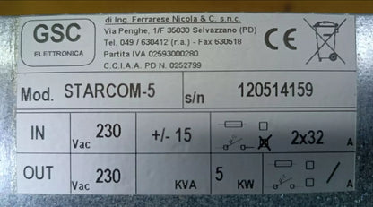 GSC Electronic STARCOM-5 5KW BYPASS AUTOMATICO ESTERNO