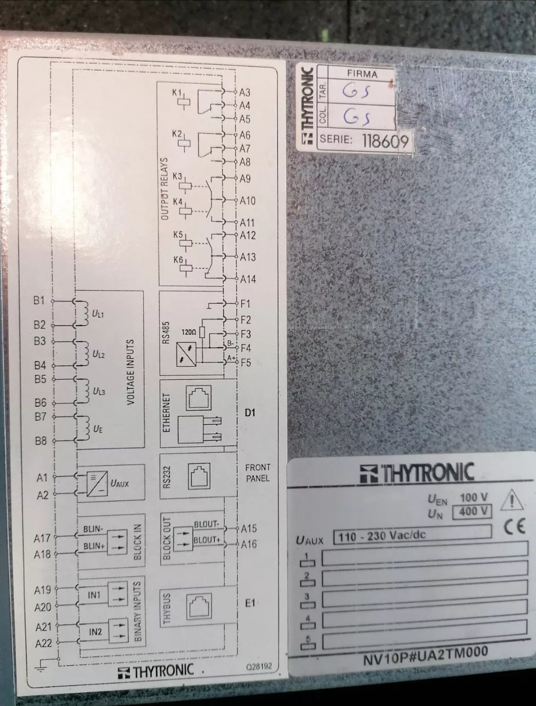 THYTRONIC 44V SERIES NV10P UA2TM000 INTERFACE PROTECTION RELAY