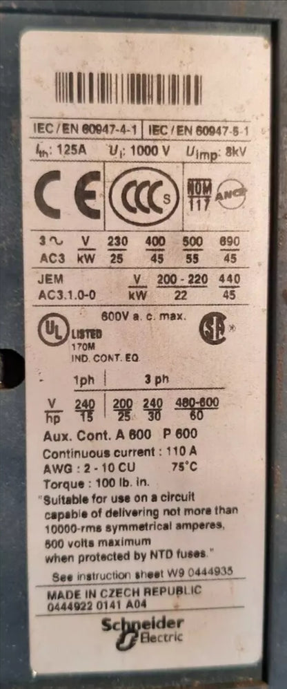 SCHNEIDER ELECTRIC A600 P600 TELEMECHANICAL LC1 D95 D9511