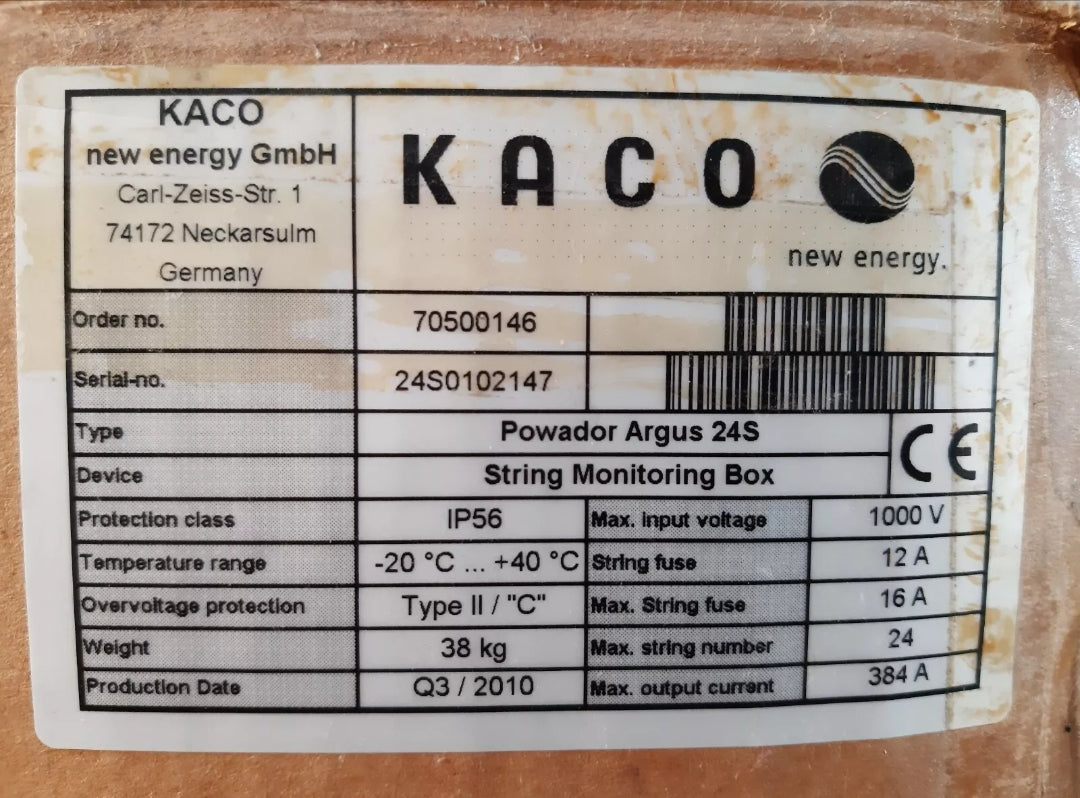 Kaco Argus 24S String Monitoring Box 1000v 384a PHOTOVOLTAIC STRING BOX