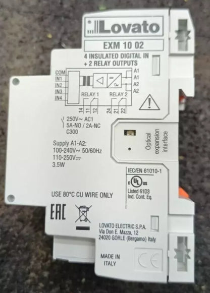 LOVATO EXM 10 02 250V AC1 5A-NO 50/60Hz C300 3.5W SENSE SCATUA