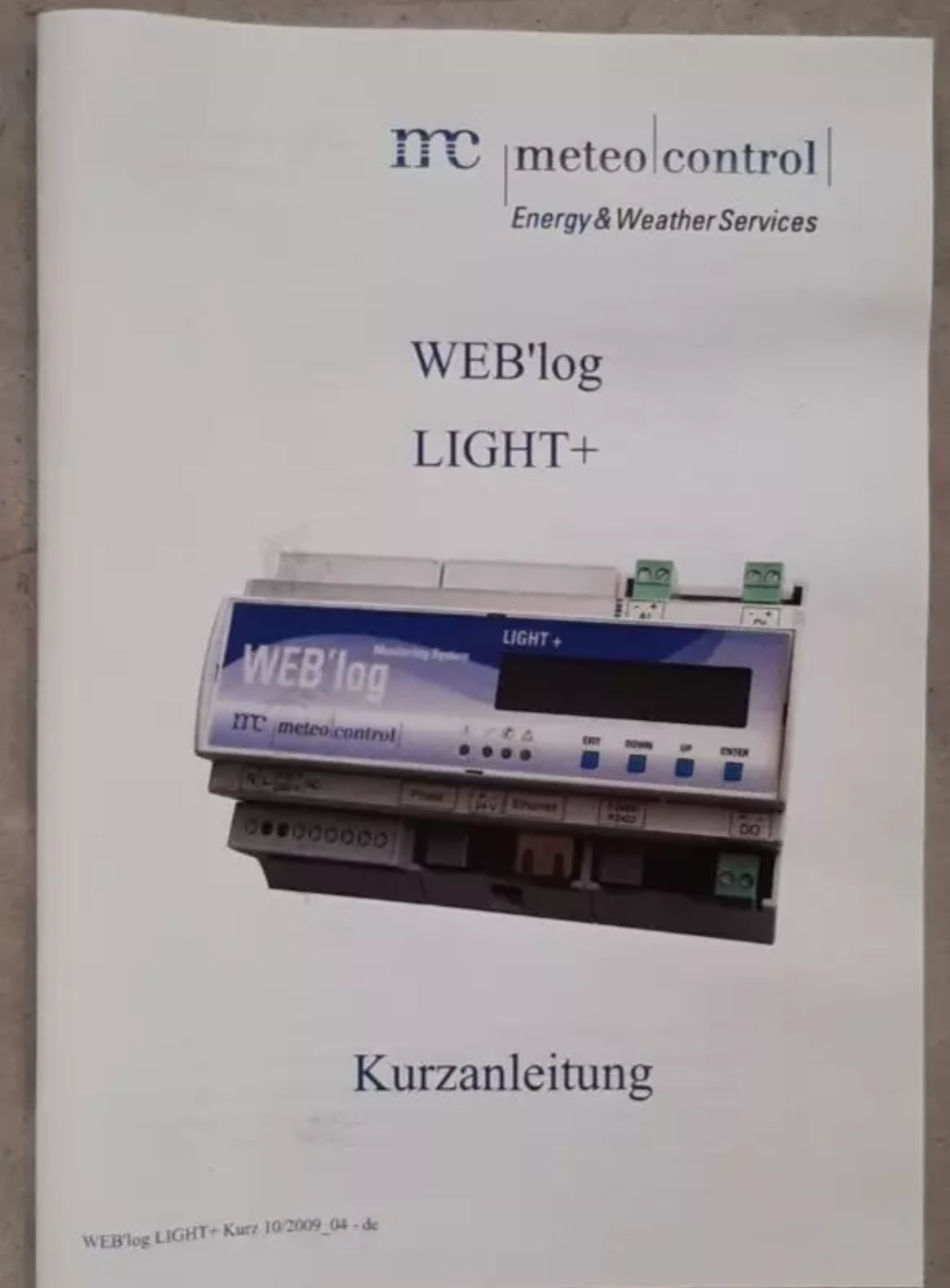 MONITORING SYSTEM LIGHT+DSL/ETHERNET Weather Control Web Log