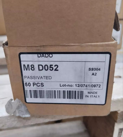 Threaded Plates BOX=(50 PCS) M8 S052 A2 SS304 MADE IN ITALY