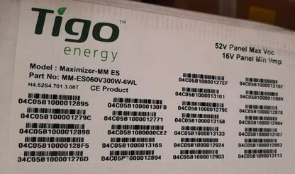 Tigo energy MM-ES060V300W-6WL NEMA3R 52V 16-48V 9.5A 10A 300W 1 BOX=20 PCS