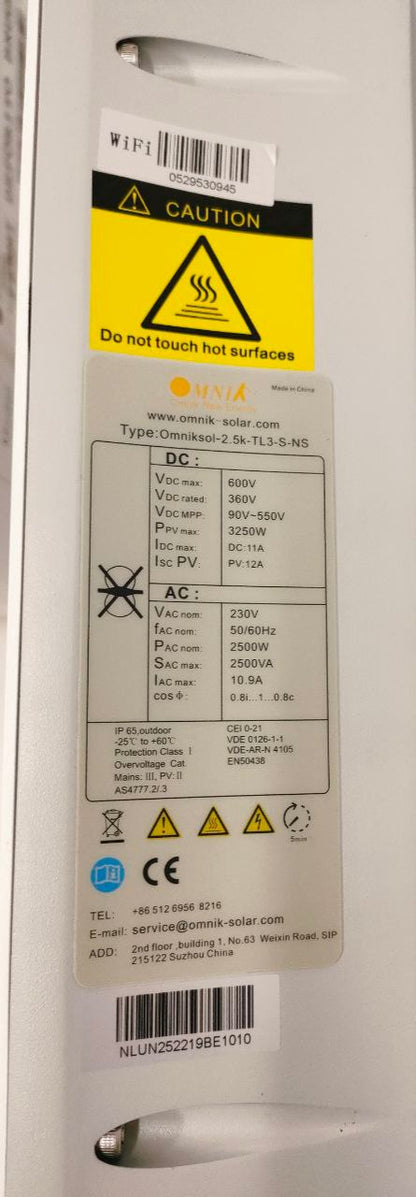 OMNIKSOL OMNIK SOL 2.5kW-TL3-S-NS 2.5KW 2500W 1mppt Single Phase 230VAC WIFI PV Grid INVERTER